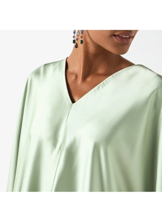 2Xtremz 2Xtremz Solid V-neck Maxi Kaftan Dress