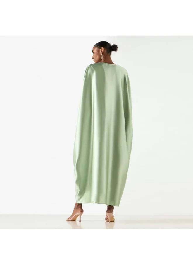 2Xtremz 2Xtremz Solid V-neck Maxi Kaftan Dress