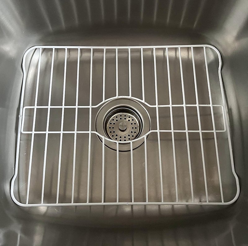 SOFINNI Sink Protectors for Kitchen Sink Bottom with White Coating Grate Insert Grid Sink Bowl Drying Rack Steel Medium (12.5" x 16.25") - Image 1
