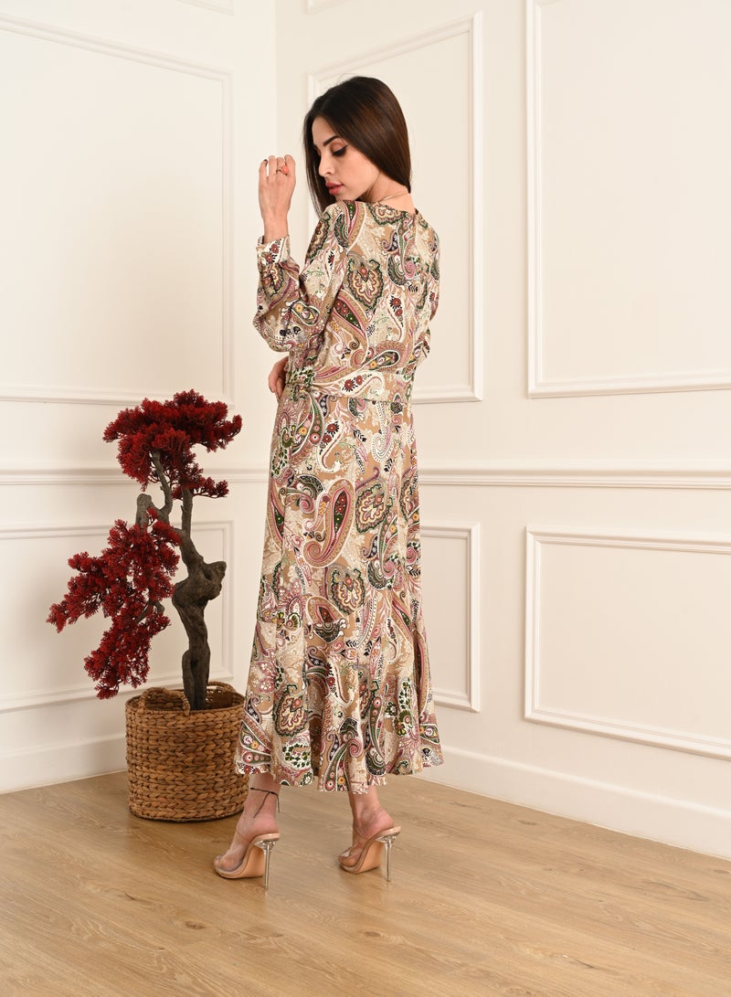 FULL JOY Maxi eEegant Jalabiya with lLong sleeves, multi-colored  - Image 4