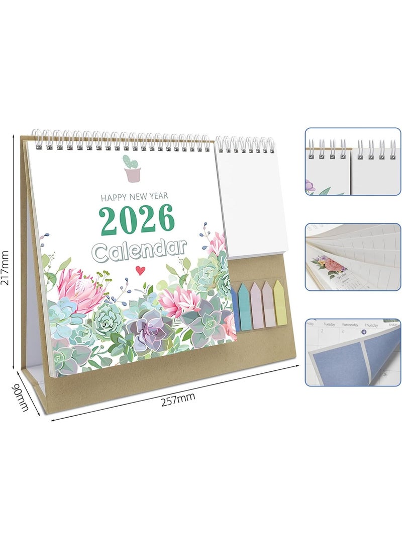 Small Desk Calendar 2026, Standing Flip Desktop Calendar - Metal Ring Twin-Wire Binding Monthly Desktop Calendar for Home Office School - Image 5