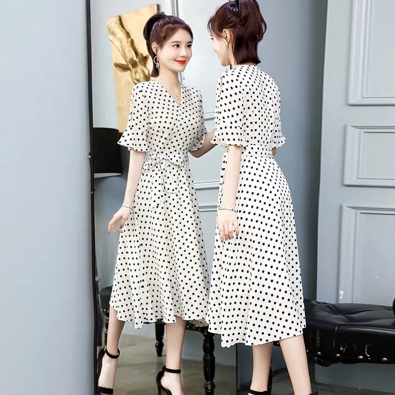 Polka Dot Dress For Women 2025 Style Waist-Cinching Slimming V-Neck Fairy Dress Super Fairy-Like Sweet Long Dress - Image 4