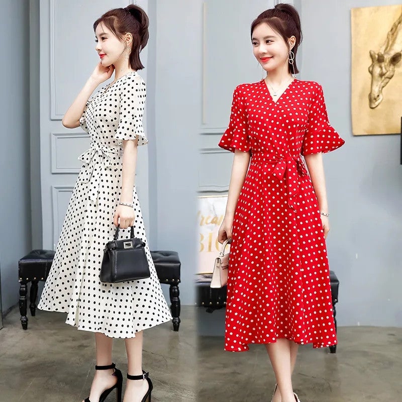 Polka Dot Dress For Women 2025 Style Waist-Cinching Slimming V-Neck Fairy Dress Super Fairy-Like Sweet Long Dress - Image 2