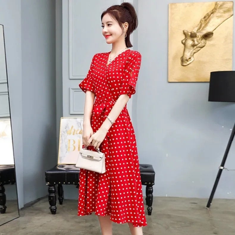 Polka Dot Dress For Women 2025 Style Waist-Cinching Slimming V-Neck Fairy Dress Super Fairy-Like Sweet Long Dress - Image 5