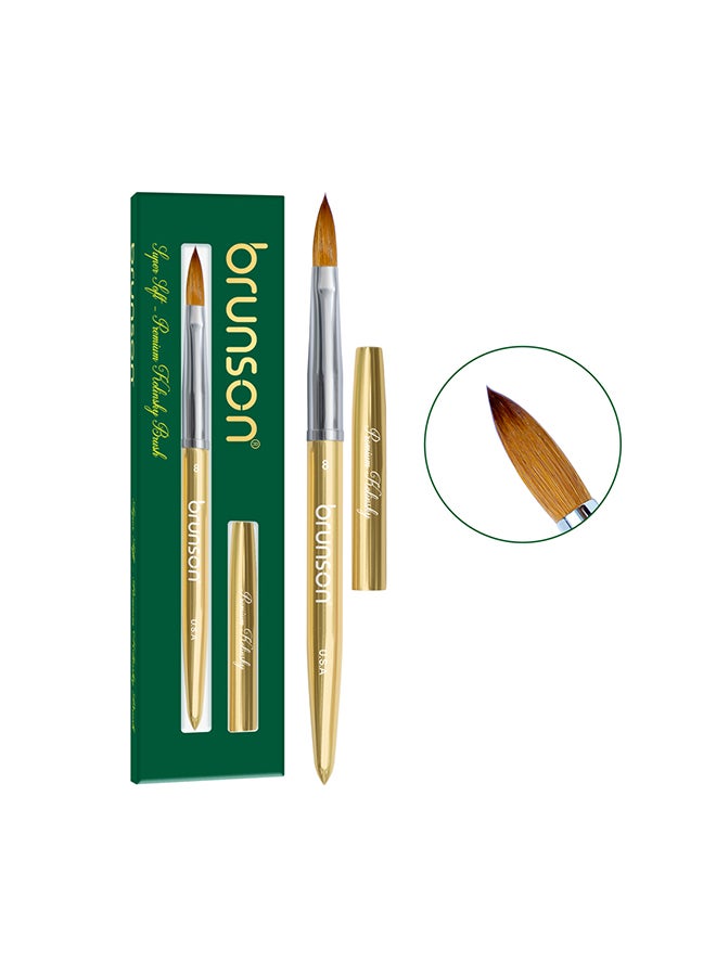 brunson فرشاة أظافر أكريليك 1 قطعة شعر سابل نقي فرشاة احترافية لرسم الأظافر للتجميل والعناية بالأقدام فرشاة كولينسكي لتطبيق الأكريليك وتوسيع الأظافر ونحت الأظافر ثلاثية الأبعاد حجم 8 - Image 1