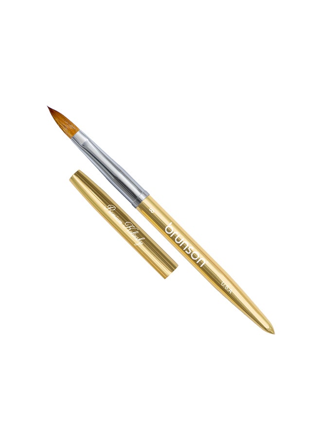 brunson فرشاة أظافر أكريليك 1 قطعة شعر سابل نقي فرشاة احترافية لرسم الأظافر للتجميل والعناية بالأقدام فرشاة كولينسكي لتطبيق الأكريليك وتوسيع الأظافر ونحت الأظافر ثلاثية الأبعاد حجم 8 - Image 2