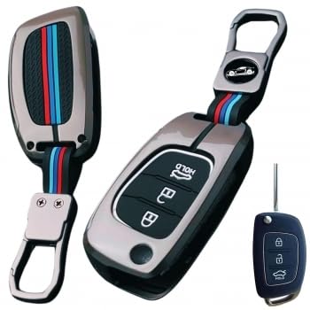 Namani Metal Silicon Key Cover Compatible with Hyundai Creta, Venue, Tucson, Alcazar, i20, Grand i10 Nios, Aura, Xcent, Exter 3 Button Metal Smart Flip Key - Image 1