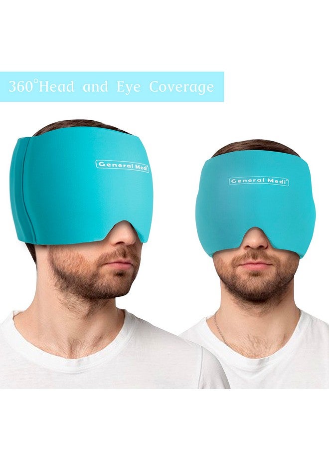 General Medi Headache & Migraine Ice Wrap Cap, Cold Therapy Migraine Relief Hat, Headache Ice Hat Cold Compress, Great For Puffy Eyes, Tension, Sinus & Stress Relief (Blue) - Image 3