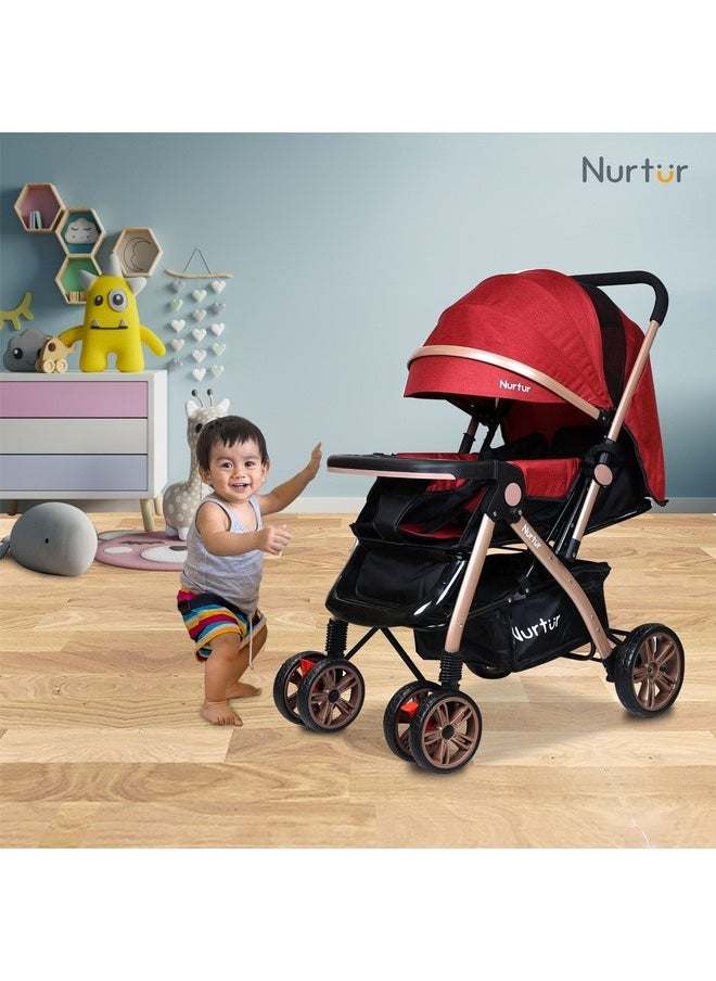 Nurtur عربة سفر وايلدر بيبي للأطفال من 0 إلى 3 سنوات، سلة تخزين، صينية طعام قابلة للفصل، حزام أمان بـ 5 نقاط، مسند ظهر قابل للتعديل ومظلة، مقبض قابل للعكس، منتج رسمي  - Image 4