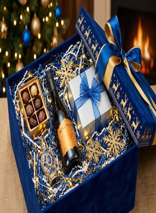 PUROSUR Crinkle Cut Paper Shred Filler Blue White & Gold for Gift Wrapping & Basket Filling luxury Gift Box Filler Gift Basket Stuffing Shipping Packaging Craft Party Favor Bags (Blue White & Gold  4 oz - Image 3