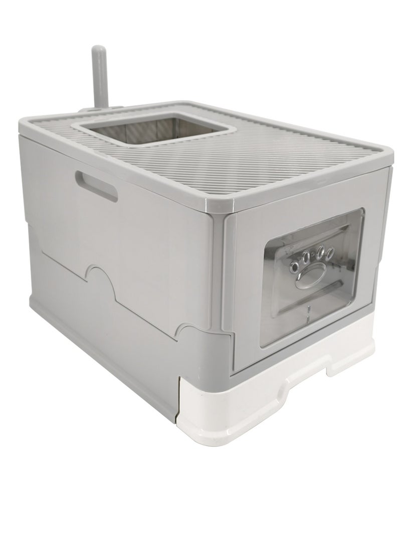 Wisfor Cat Litter Box: Large Foldable Litter Box with Lid Kitty Potty Top Entry Type Anti-Splashing Persian Kitty Litter Box with Cat Litter Scoop