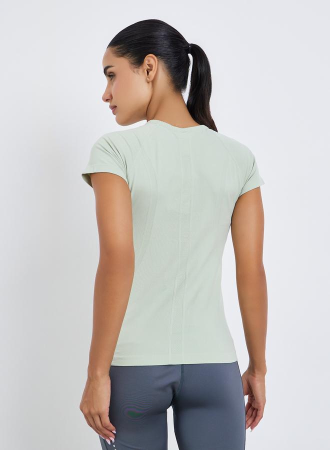Styli Active Women Seamless Contour Detail Short Sleeve Top - Image 5