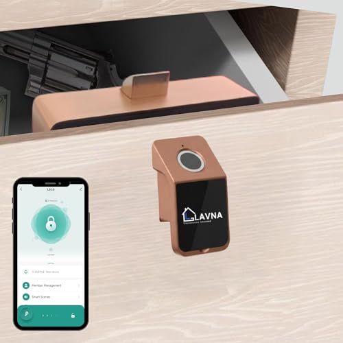 LAVNA Digital Cabinet Lock | 3 Way Access | Biometric - 360° Fingerprint, Mobile App, Key Access Suitable for Drawer, cabinets, waredrobe | Fully Metal Built up Lock (Black) - Image 1