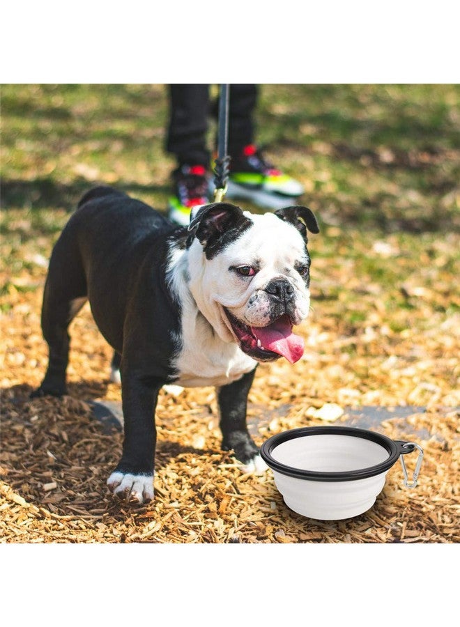 وعاء طعام قابل للطي للكلاب والحيوانات الأليفة، عبوة من قطعتين، وعاء طعام محمول وقابل للطي للسفر للحيوانات الأليفة، وعاء طعام قابل للطي للكلاب والقطط والحيوانات الصغيرة، (صغير، أسود + أبيض) - Image 4