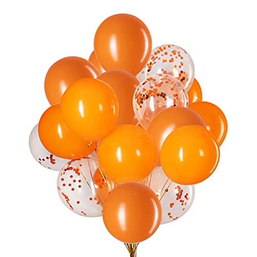 Capesaro Orange Balloons12 Inch Orange Confetti BalloonLatex Balloons for Party DecorationsPack of 50 - Image 1