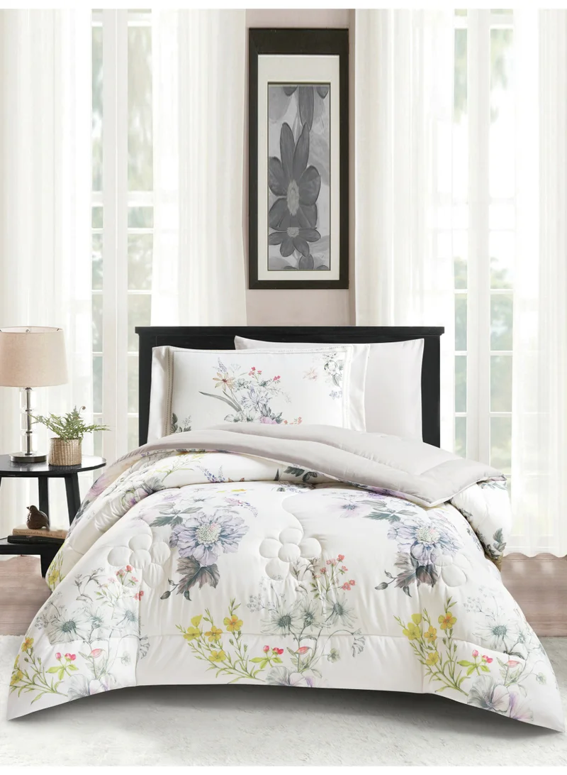 Donetella Bedding Comforter Set, twin Size Fits 120x200 cm - 4-Pcs Digital Print Quilted Bed Set, Microfiber Fabric - 1 Comforter, 1 Fitted Sheet, 1 Pillow Shams, 1 Pillowcases.