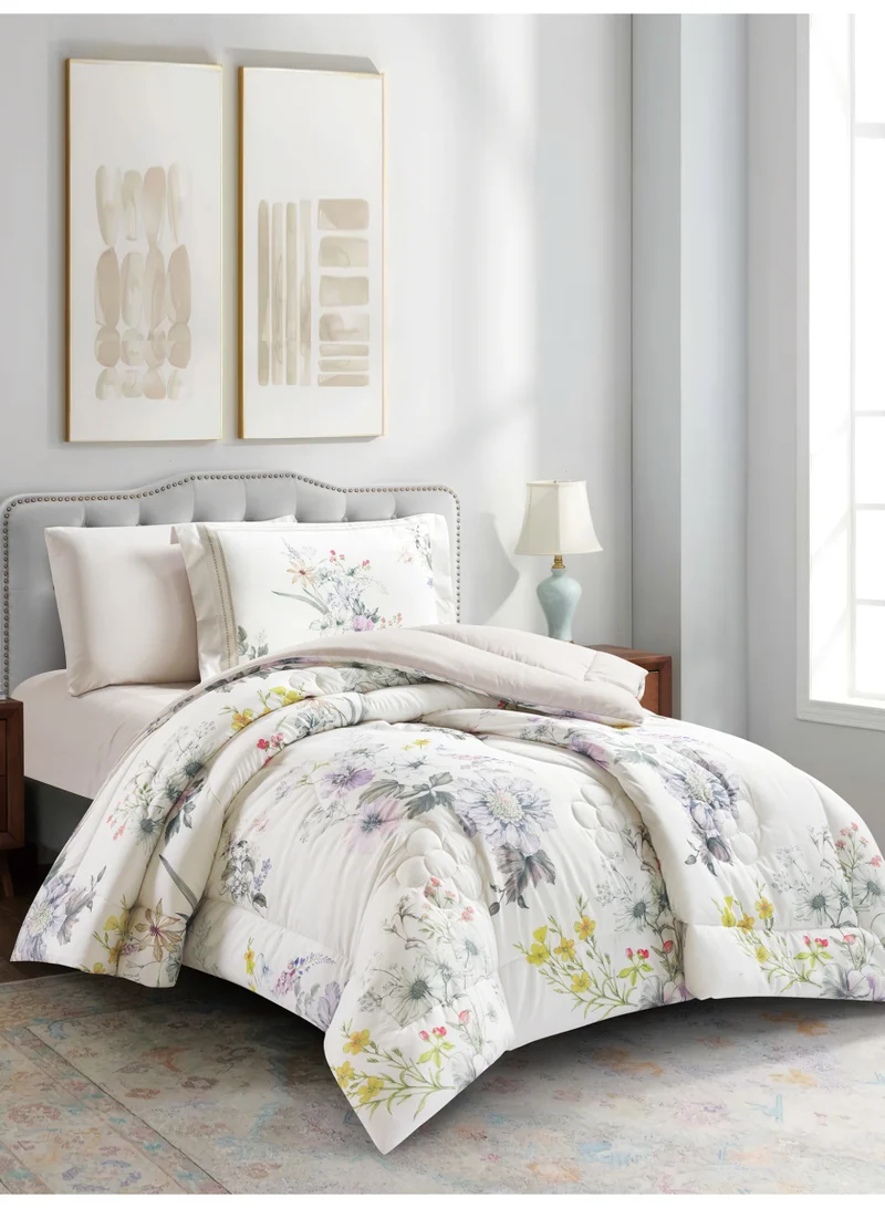 Donetella Bedding Comforter Set, twin Size Fits 120x200 cm - 4-Pcs Digital Print Quilted Bed Set, Microfiber Fabric - 1 Comforter, 1 Fitted Sheet, 1 Pillow Shams, 1 Pillowcases.