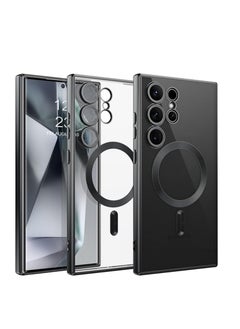 Samsung S24 Ultra Case,Magnetic Clear Soft TPU Case Slim Compatible with MagSafe Anti-Scratch Non-Slip Shockproof Camera Lens Full Protection Cover for Galaxy S24 Ultra 6.8",Clear/Black