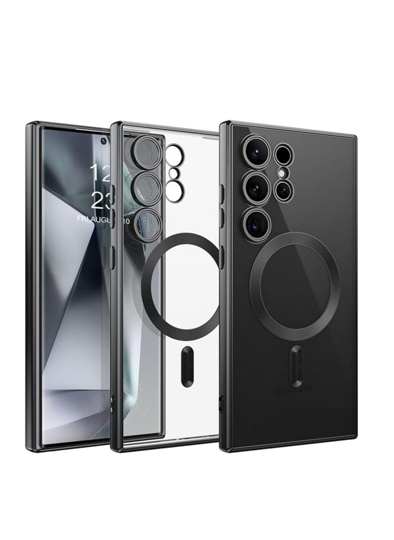 Case - Samsung S24 Ultra Case,Magnetic Clear Soft TPU Case Slim Compatible with MagSafe Anti-Scratch Non-Slip Shockproof Camera Lens Full Protection Cover for Galaxy S24 Ultra 6.8",Clear/Black - Image 1