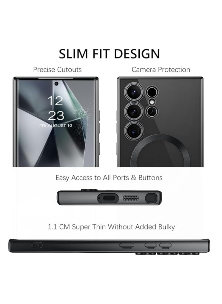 Case - Samsung S24 Ultra Case,Magnetic Clear Soft TPU Case Slim Compatible with MagSafe Anti-Scratch Non-Slip Shockproof Camera Lens Full Protection Cover for Galaxy S24 Ultra 6.8",Clear/Black - Image 1