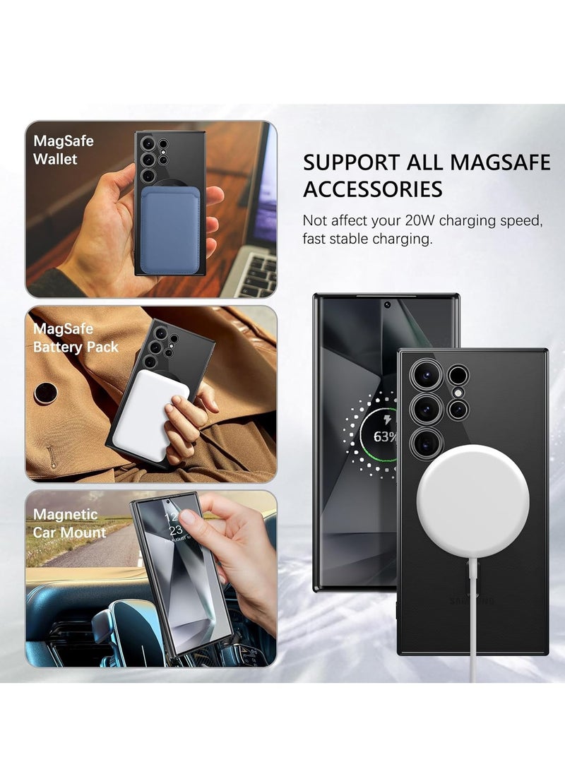 Case - Samsung S24 Ultra Case,Magnetic Clear Soft TPU Case Slim Compatible with MagSafe Anti-Scratch Non-Slip Shockproof Camera Lens Full Protection Cover for Galaxy S24 Ultra 6.8",Clear/Black - Image 1