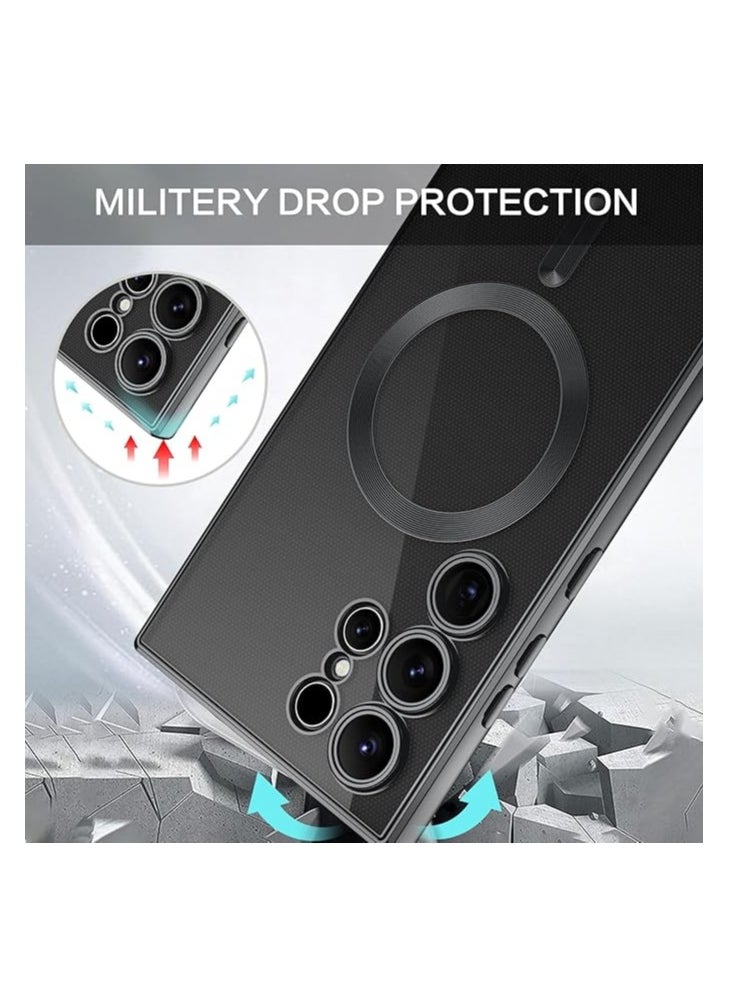 Case - Samsung S24 Ultra Case,Magnetic Clear Soft TPU Case Slim Compatible with MagSafe Anti-Scratch Non-Slip Shockproof Camera Lens Full Protection Cover for Galaxy S24 Ultra 6.8",Clear/Black - Image 1
