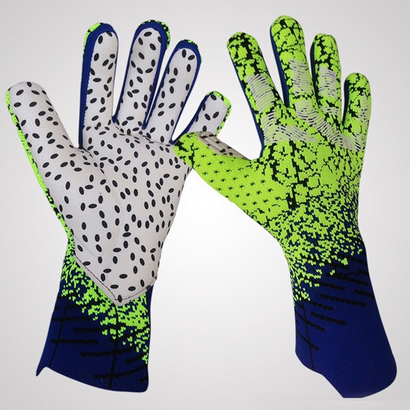 Generic New Thickened Anti-Slip Soccer Goalkeeper Gloves for Kids and Adults green blue 