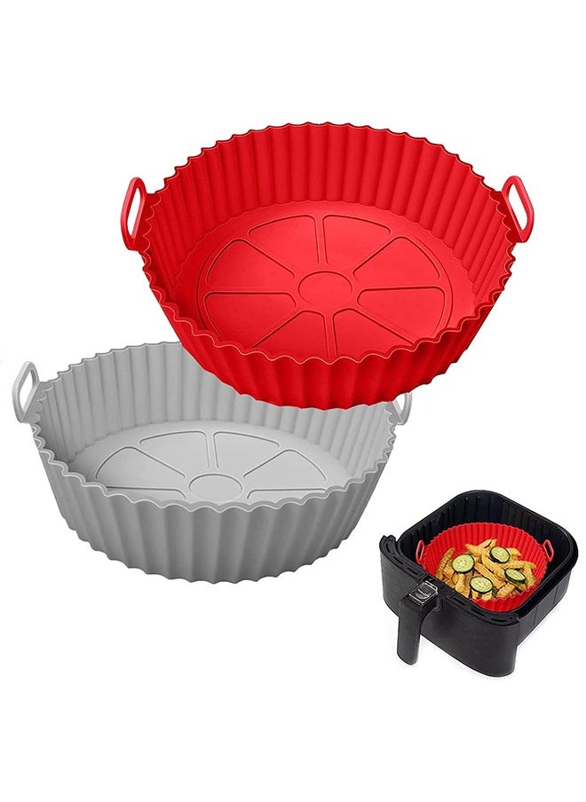 Bukela 2 Pack Air Fryer Silicone Liners Pot for 3 to 5 QT, Non Stick Air Fryer Silicone Basket Inserts, Food Safe Reusable Baking Tray Oven Accessories (20x17x5 Cm)  - Image 1