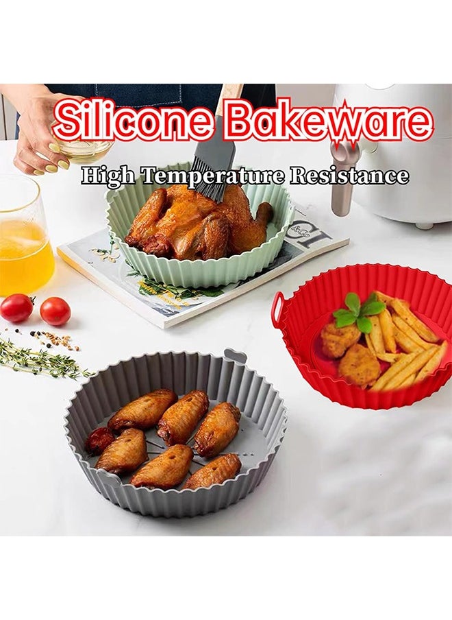 Bukela 2 Pack Air Fryer Silicone Liners Pot for 3 to 5 QT, Non Stick Air Fryer Silicone Basket Inserts, Food Safe Reusable Baking Tray Oven Accessories (20x17x5 Cm)  - Image 3