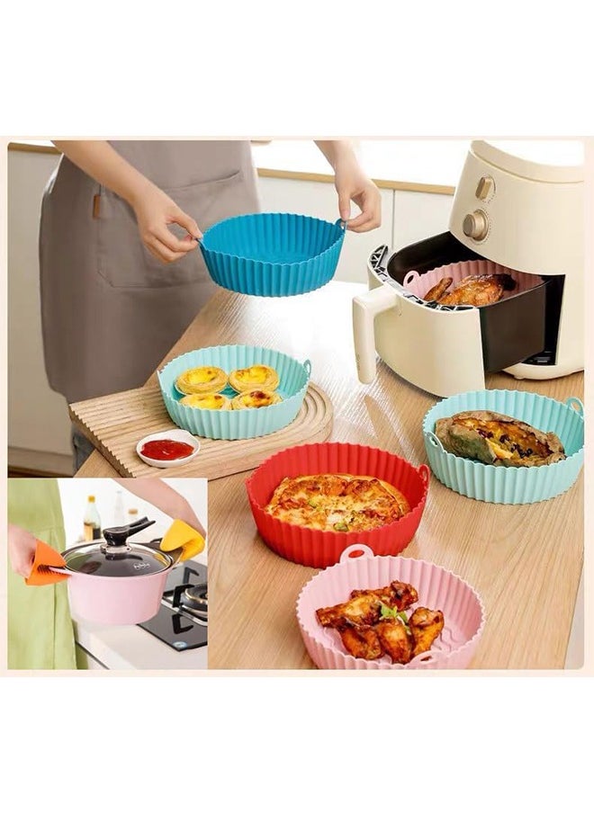 Bukela 2 Pack Air Fryer Silicone Liners Pot for 3 to 5 QT, Non Stick Air Fryer Silicone Basket Inserts, Food Safe Reusable Baking Tray Oven Accessories (20x17x5 Cm)  - Image 4