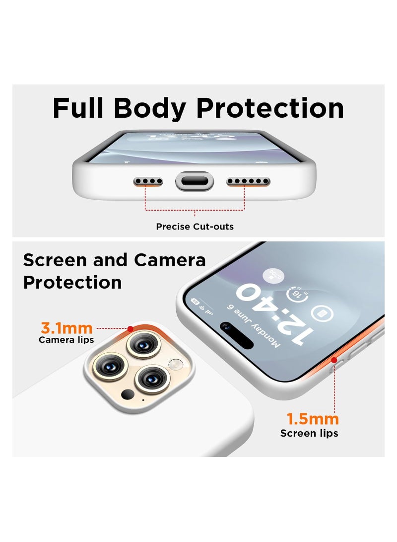 ELTRAZONE Compatible with iPhone 15 Pro Max Case, Liquid Silicone Case, Full Body Shockproof Protective Cover Slim Thin Phone Case with Soft Anti-Scratch Microfiber Lining, 6.7 inch-White - Image 4