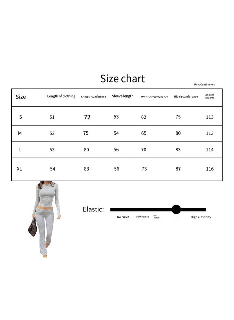 general ZFLM Casual Workout Two Piece Outfits Long Sleeve High Waist Fold-Over Flared Leggings Pants Tracksuit Sets Streetwear - Image 3