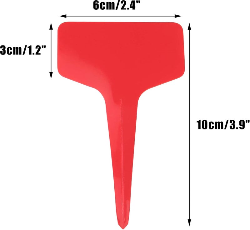 KINGLAKE Red Plant labels,100 Pcs 6 x10cm Plastic Plant T-Type Tags Nursery Garden Labels - Image 3