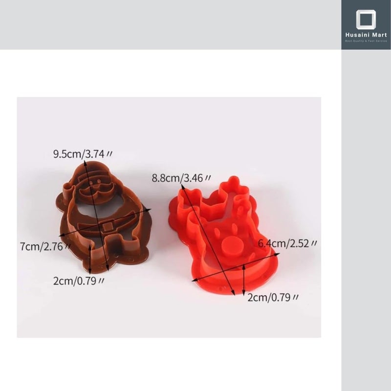 Husaini Mart HUSAINI MART 4 Pieces Christmas Cookie Cutters Plunger Set 3D Christmas Biscuit Fondant Cutter for BakingCake Decorations  - Image 3