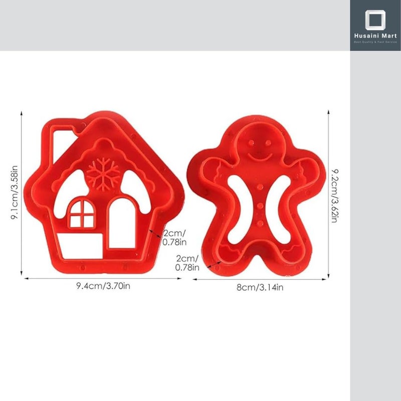 Husaini Mart HUSAINI MART 4 Pieces Christmas Cookie Cutters Plunger Set 3D Christmas Biscuit Fondant Cutter for BakingCake Decorations  - Image 2