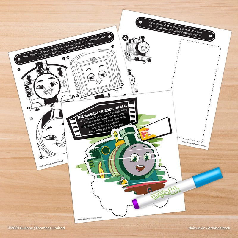 Bendon Thomas All Engines Go 20 Page Imagine Ink Coloring Book with 1 Mess Free Marker - Image 3