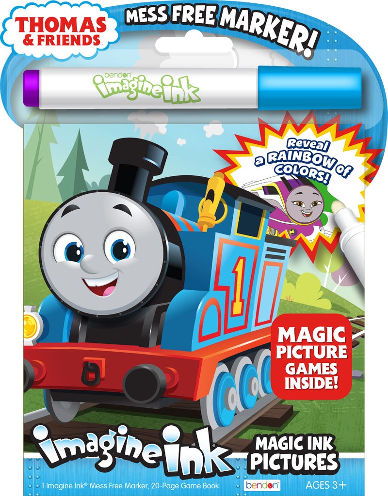 Bendon Thomas All Engines Go 20 Page Imagine Ink Coloring Book with 1 Mess Free Marker - Image 1