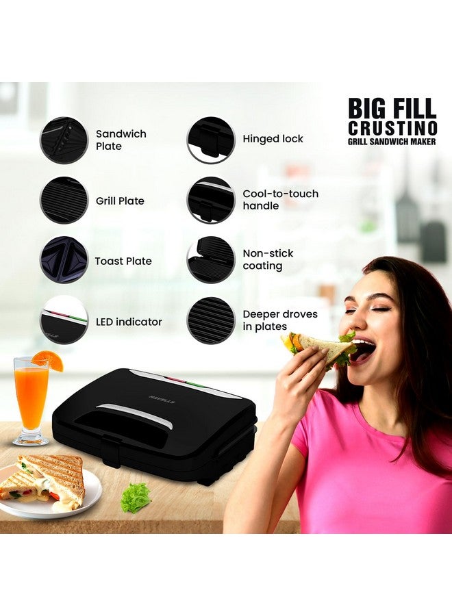 Havells Big Fill Crustino Grill Sandwitch Maker 900W With Food Grade Non Stick Grill Plates 2 Years Warranty - Image 2