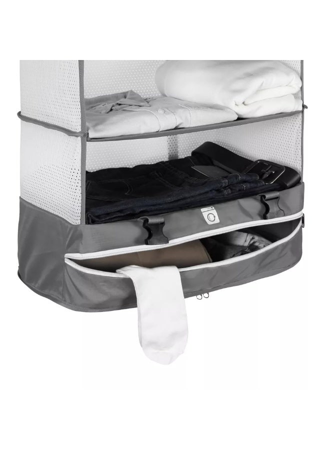 Collapsible Hanging Packing Cubes – Portable Travel Garment Organizer, Compression Bags for Suitcases and Carry-On Luggage, Breathable Perforated Material (Grey) - Image 5