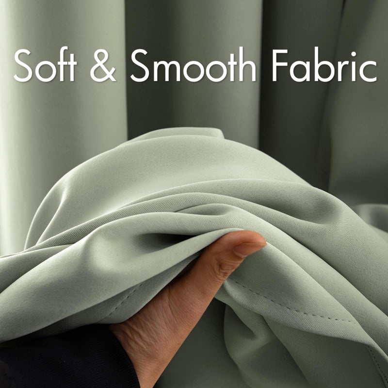 ميولي Miulee غرفة الستائر الستائر الحرارية المعزولة معالجة النافذة الصلبة مجموعة Grommet أعلى ضوء حظر الستار لغرفة المعيشة/غرفة نوم 2 لوحات 42 × 63 بوصة الحكيم - Image 3