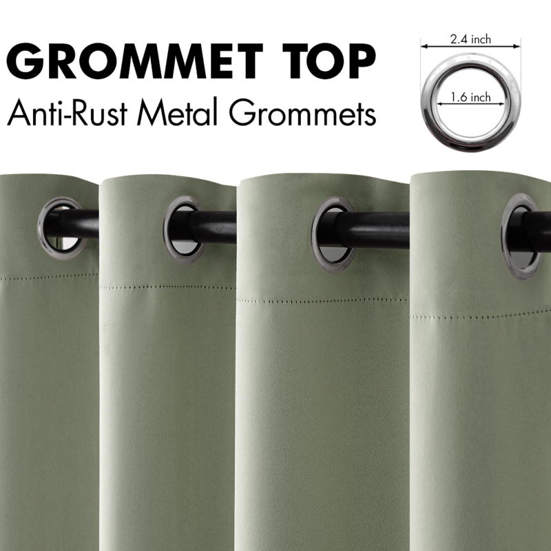 ميولي Miulee غرفة الستائر الستائر الحرارية المعزولة معالجة النافذة الصلبة مجموعة Grommet أعلى ضوء حظر الستار لغرفة المعيشة/غرفة نوم 2 لوحات 42 × 63 بوصة الحكيم - Image 4