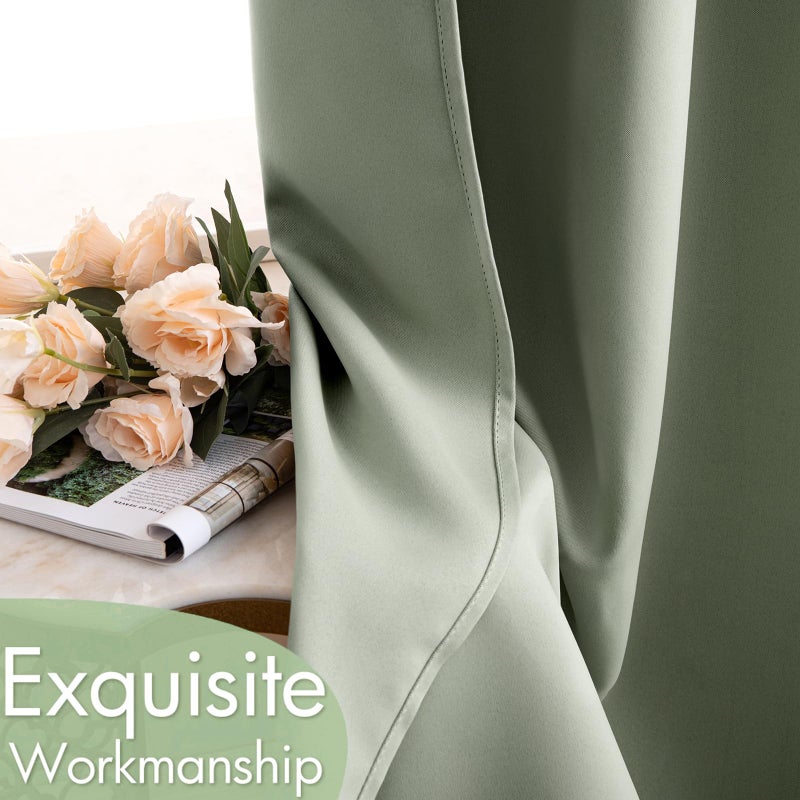 ميولي Miulee غرفة الستائر الستائر الحرارية المعزولة معالجة النافذة الصلبة مجموعة Grommet أعلى ضوء حظر الستار لغرفة المعيشة/غرفة نوم 2 لوحات 42 × 63 بوصة الحكيم - Image 5