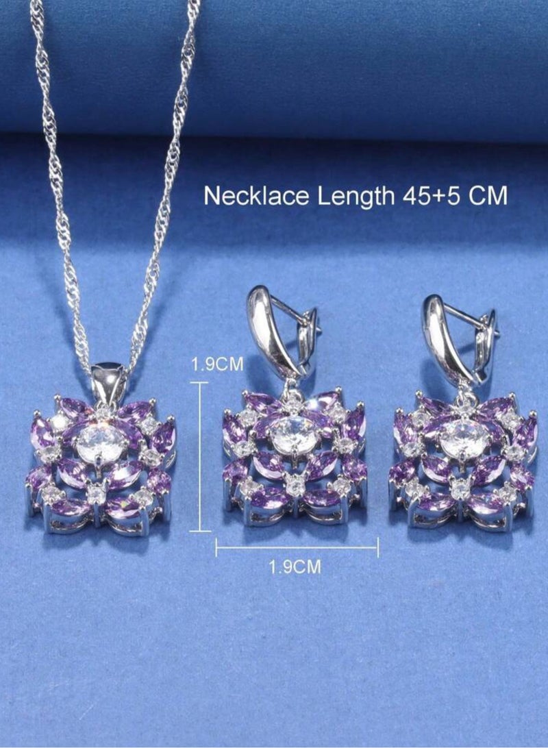 925 Silver Plated Luxury Jewellery Set For Women Inlaid With Zirconia  - Image 3