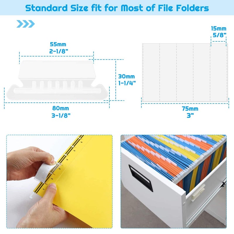 PAXCOO File Folder Tabs, Paxcoo 50 Sets Hanging File Folder Labels Tabs and Inserts for Hanging Folders - Image 3