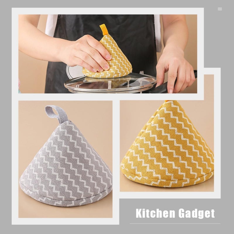 2pcs Heat Insulation Pot Handle Covers Japanese Style Triangle Cotton Linen Pot Lid Gloves Anti-Scald for Cooking - Image 4