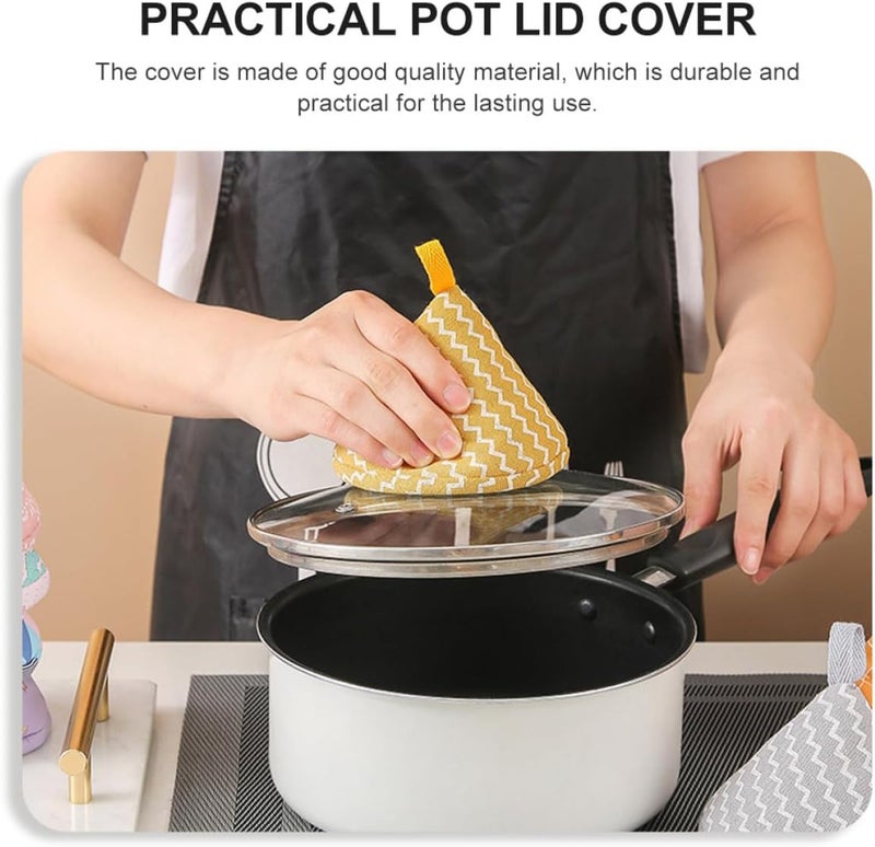 2pcs Heat Insulation Pot Handle Covers Japanese Style Triangle Cotton Linen Pot Lid Gloves Anti-Scald for Cooking - Image 3