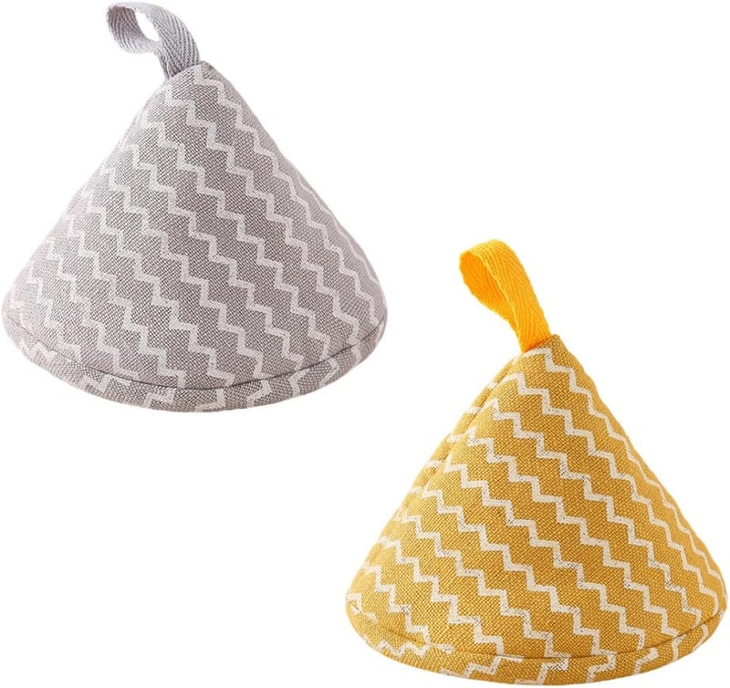 2pcs Heat Insulation Pot Handle Covers Japanese Style Triangle Cotton Linen Pot Lid Gloves Anti-Scald for Cooking - Image 1
