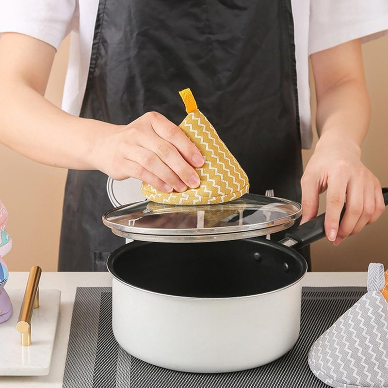 2pcs Heat Insulation Pot Handle Covers Japanese Style Triangle Cotton Linen Pot Lid Gloves Anti-Scald for Cooking - Image 5