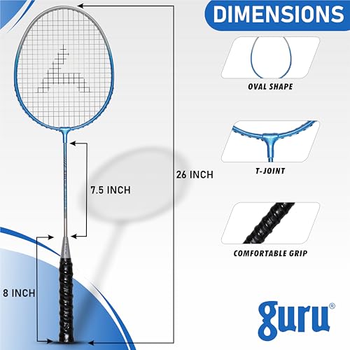GURU Force-666 Blue Badminton Racket Pack of 1 for Men, Women Boys & Girls with Cover - Image 4