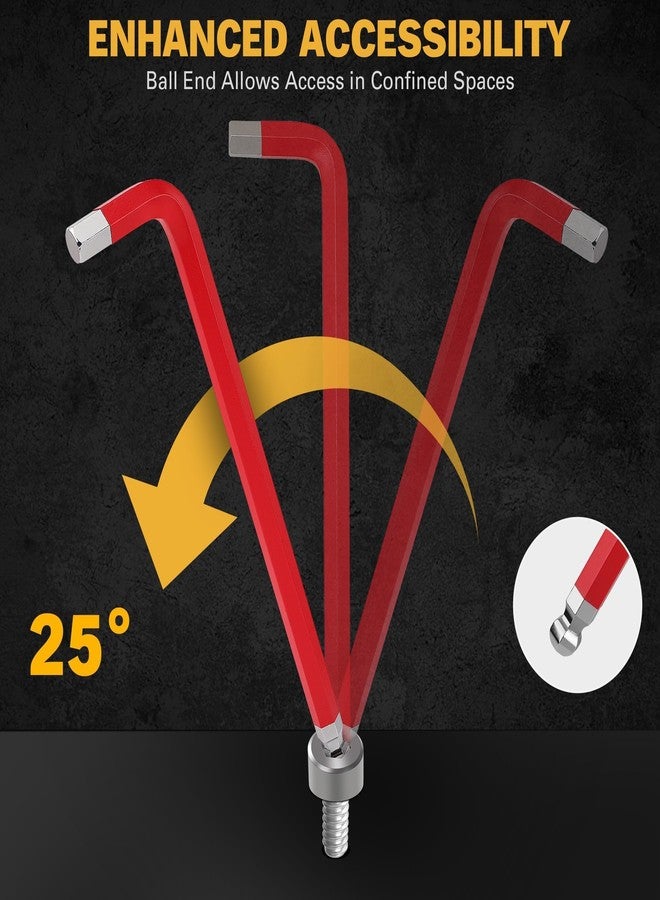 ELEAD مجموعة مفاتيح ألين سداسية من ELEAD: مجموعة من 29 قطعة من مفاتيح ألين بألوان قوس قزح، بذراع طويل وطرف كروي، ومفاتيح توركس نجمية قياسية مترية SAE مع مقبض على شكل حرف T وقضيب تمديد - Image 4